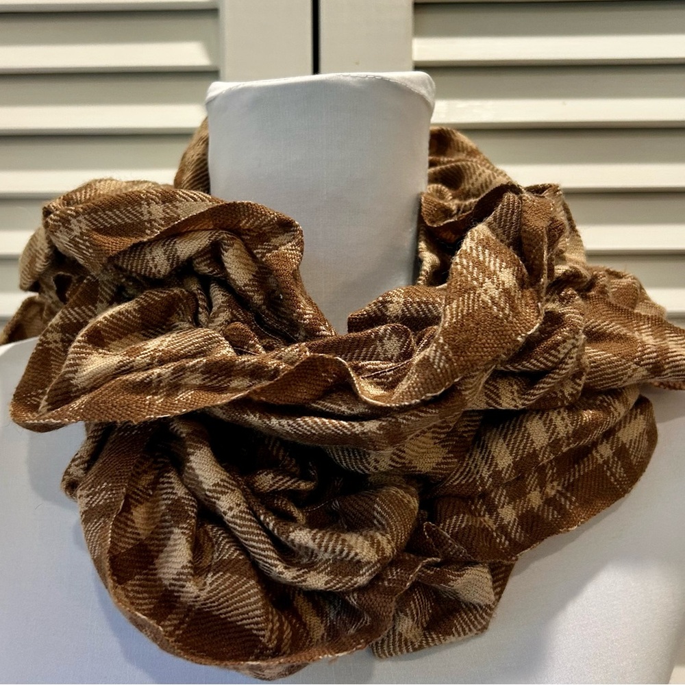 Ralph Lauren Brown Plaid Lightweight Scarf